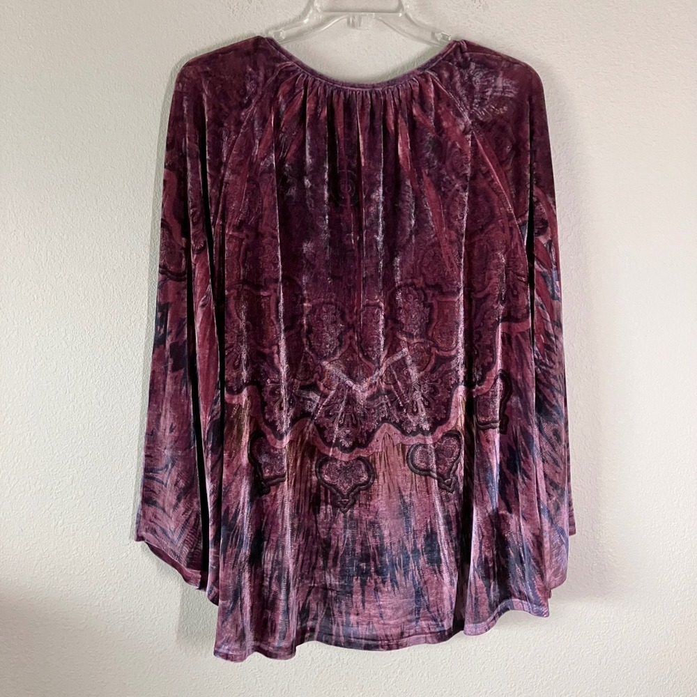 UNITY Velour Babydoll Top 2X Flare Sleeve Y2K Fairy Grunge Whimsigoth Purple - Picture 9 of 10